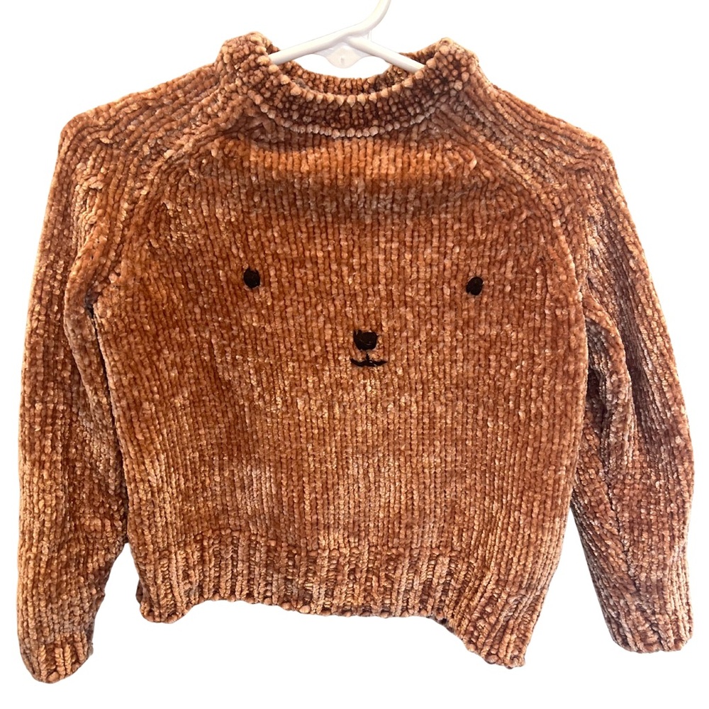 Rylee + Cru Cozy Chenille Sweater with Embroidered Bear Detail